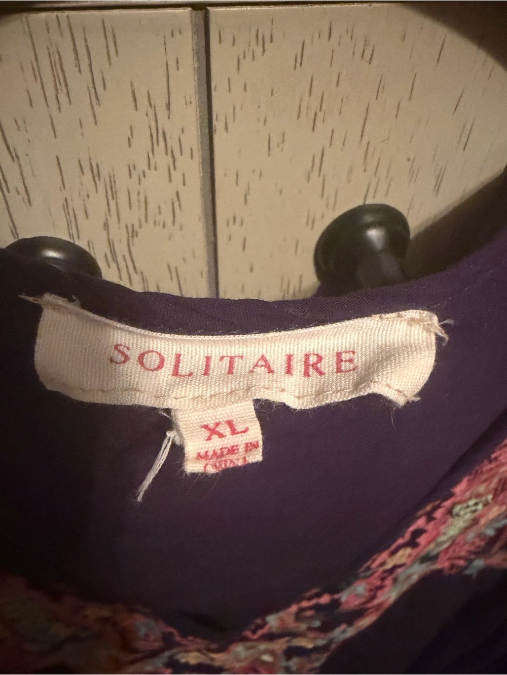 Solitaire Navy V-Neck Blouse with Colorful Floral Embroidery - Picture 5 of 5